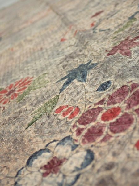 Photo4: 1Z10z30  Japanese Kimono Silk  FABRIC Tsujigahana Gray-Purple 37.0x7.9 (4)