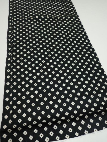 Photo2: 1Y02z60  Japanese Kimono Silk  FABRIC Shibori Black 40.6x14.6 (2)