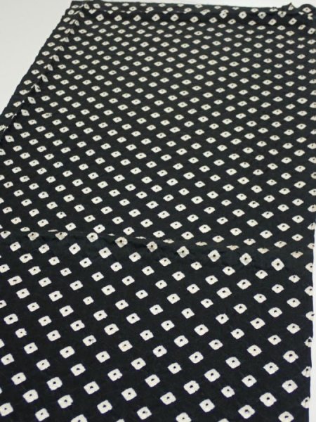 Photo3: 1Y02z60  Japanese Kimono Silk  FABRIC Shibori Black 40.6x14.6 (3)