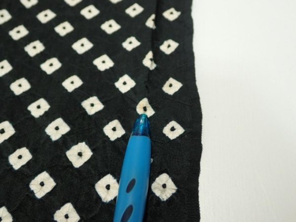 Photo6: 1Y02z60  Japanese Kimono Silk  FABRIC Shibori Black 40.6x14.6 (6)