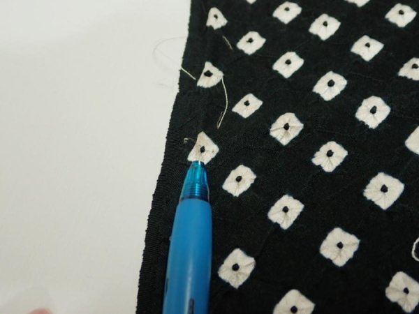 Photo7: 1Y02z60  Japanese Kimono Silk  FABRIC Shibori Black 40.6x14.6 (7)