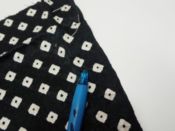 Photo8: 1Y02z60  Japanese Kimono Silk  FABRIC Shibori Black 40.6x14.6 (8)