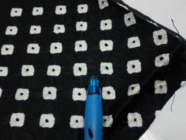 Photo6: 1Y07z40  Japanese Kimono Silk  FABRIC Shibori Black 59.8x7.3 (6)