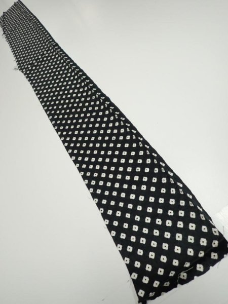 Photo5: 1Y08z40  Japanese Kimono Silk  FABRIC Shibori Black 60.6x7.3 (5)