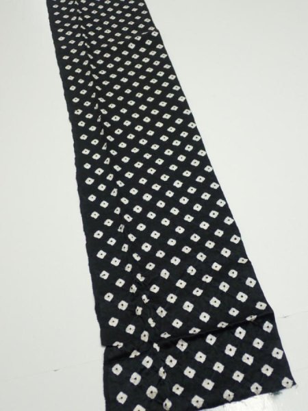 Photo2: 1Y09z60  Japanese Kimono Silk  FABRIC Shibori Black 84.3x7.1 (2)