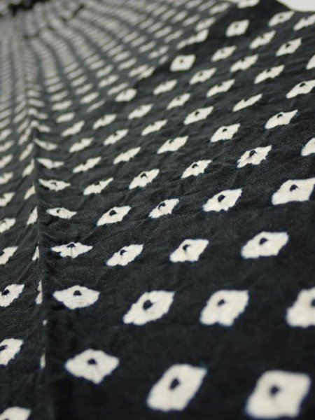 Photo4: 1Y09z60  Japanese Kimono Silk  FABRIC Shibori Black 84.3x7.1 (4)
