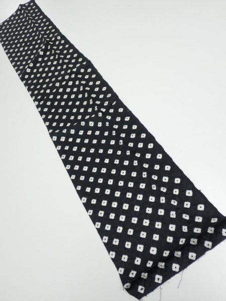 Photo1: 1Y10z  Japanese Kimono Silk  FABRIC Shibori Black (1)