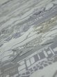 Photo4: 1Y01z50  Japanese Kimono Silk  FABRIC Scenery Light blue-gray 40.2x15.0 (4)