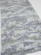 Photo2: 1Y02z50  Japanese Kimono Silk  FABRIC Scenery Light blue-gray 40.2x15.0 (2)