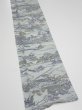 Photo2: 1Y08z40  Japanese Kimono Silk  FABRIC Scenery Light blue-gray 58.3x7.5 (2)