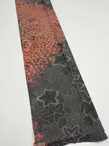 Photo2: 1Y07z50  Japanese Kimono Silk  FABRIC Plum blossom Black 59.8x7.5 (2)