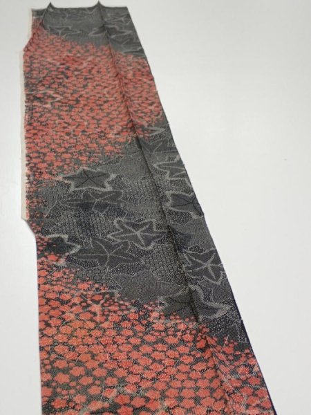 Photo3: 1Y07z50  Japanese Kimono Silk  FABRIC Plum blossom Black 59.8x7.5 (3)