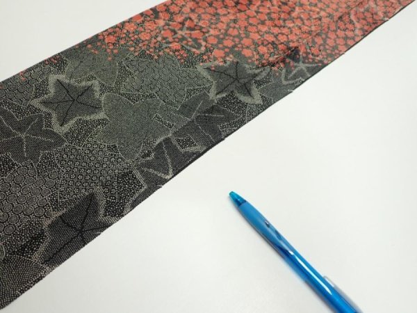 Photo5: 1Y07z50  Japanese Kimono Silk  FABRIC Plum blossom Black 59.8x7.5 (5)