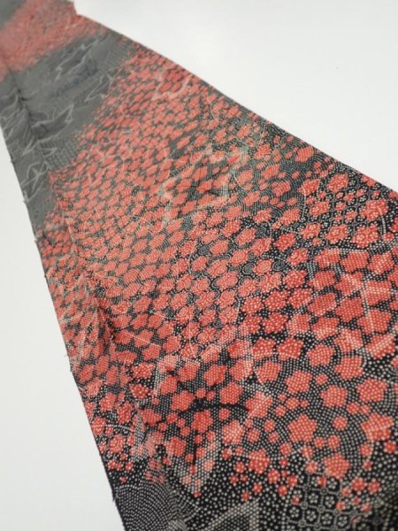 Photo1: 1Y08z50  Japanese Kimono Silk  FABRIC Plum blossom Black 60.6x7.5 (1)