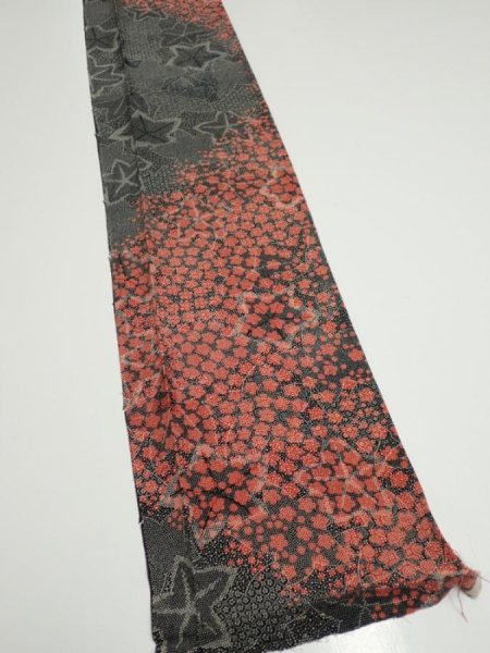 Photo2: 1Y08z50  Japanese Kimono Silk  FABRIC Plum blossom Black 60.6x7.5 (2)