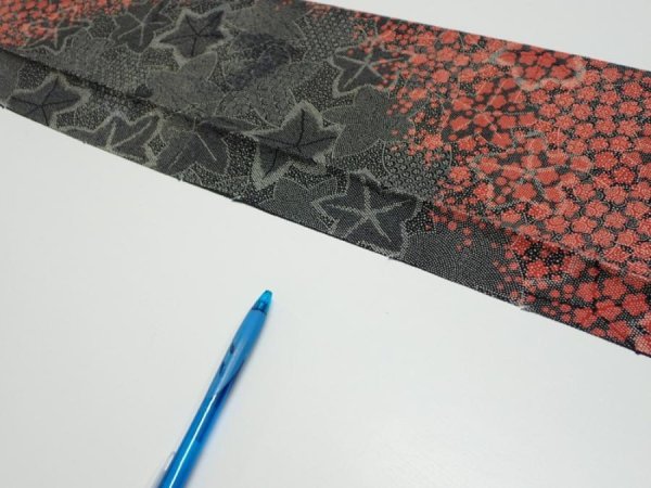 Photo5: 1Y08z50  Japanese Kimono Silk  FABRIC Plum blossom Black 60.6x7.5 (5)