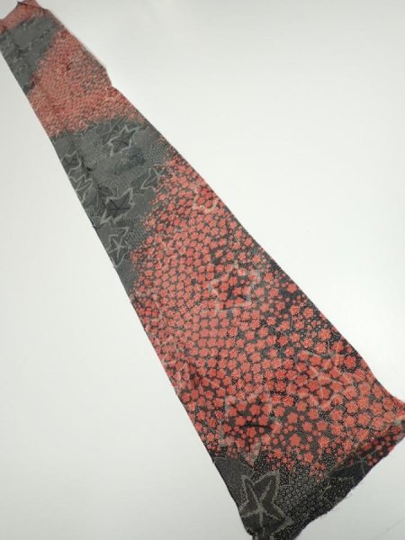 Photo6: 1Y08z50  Japanese Kimono Silk  FABRIC Plum blossom Black 60.6x7.5 (6)