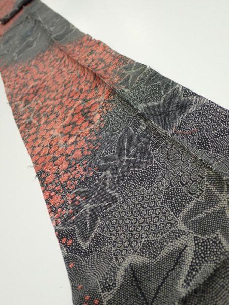 Photo1: 1Y09z50  Japanese Kimono Silk  FABRIC Plum blossom Black 81.5x6.7 (1)