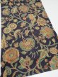 Photo2: 1K02z60  Japanese Kimono Silk  FABRIC Flowers Dark purple-Gray 42.9x14.2 (2)