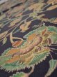 Photo4: 1K02z60  Japanese Kimono Silk  FABRIC Flowers Dark purple-Gray 42.9x14.2 (4)