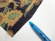 Photo6: 1K02z60  Japanese Kimono Silk  FABRIC Flowers Dark purple-Gray 42.9x14.2 (6)