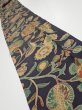 Photo1: 1K09z60  Japanese Kimono Silk  FABRIC Flowers Dark purple-Gray 86.6x6.7 (1)