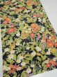 Photo2: 1K02z60  Japanese Kimono Silk  FABRIC Flowers Dark navy 42.1x14.2 (2)