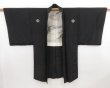 Photo5: 5131T01z580 Vintage Japanese Kimono Silk Men's HAORI Mountain Black (5)