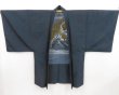 Photo4: 5131T02z920 Vintage Japanese Kimono Wool Men's HAORI Tiger Dark navy (4)