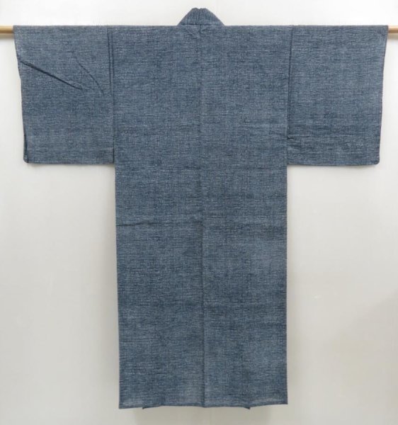 Photo1: 5131T07z550 Vintage Japanese Kimono Cotton Men's YUKATA  Blue-Gray (1)