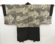 Photo1: 5131T09z530 Vintage Japanese Kimono Silk Men's HAORI World War II Black (1)