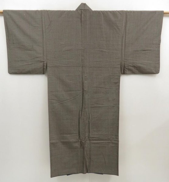 Photo1: 5131T10z870 Vintage Japanese Kimono Silk Men's   Brown-Gray (1)