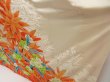 Photo4: 5131T11z1090 Vintage Japanese Kimono Silk FURISODE Flower Orangered (4)