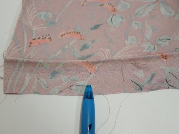 Photo6: 1K07z40  Japanese Kimono Silk  FABRIC Flowers Light ash rose 59.8x7.5 (6)