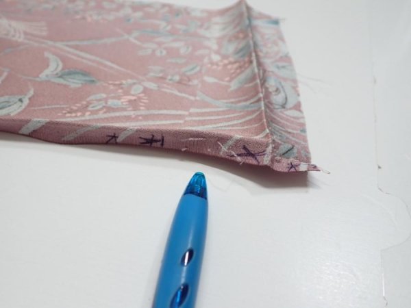 Photo6: 1K08z30  Japanese Kimono Silk  FABRIC Flowers Light ash rose 40.2x6.9 (6)