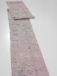 Photo3: 1K09z50  Japanese Kimono Silk  FABRIC Flowers Light ash rose 79.9x6.9 (3)