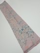 Photo1: 1K10z30  Japanese Kimono Silk  FABRIC Flowers Light ash rose 39.4x7.5 (1)
