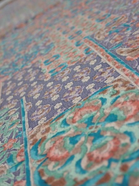 Photo4: 1K01z70  Japanese Kimono Silk  FABRIC Flowers Dull lavender 50.8x15.0 (4)