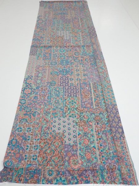 Photo5: 1K01z70  Japanese Kimono Silk  FABRIC Flowers Dull lavender 50.8x15.0 (5)