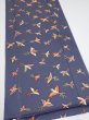 Photo2: 1K04z90  Japanese Kimono Silk  FABRIC Bird Navy-Gray 68.1x14.4 (2)