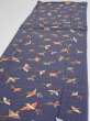 Photo3: 1K04z90  Japanese Kimono Silk  FABRIC Bird Navy-Gray 68.1x14.4 (3)