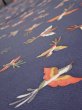 Photo4: 1K04z90  Japanese Kimono Silk  FABRIC Bird Navy-Gray 68.1x14.4 (4)