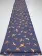 Photo5: 1K06z90  Japanese Kimono Silk  FABRIC Bird Navy-Gray 66.1x14.4 (5)