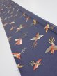 Photo1: 1K07z40  Japanese Kimono Silk  FABRIC Bird Navy-Gray 59.8x7.5 (1)