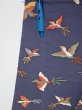 Photo6: 1K08z40  Japanese Kimono Silk  FABRIC Bird Navy-Gray 59.8x7.5 (6)