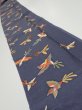 Photo1: 1K09z50  Japanese Kimono Silk  FABRIC Bird Navy-Gray 82.7x6.7 (1)