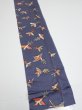 Photo2: 1K09z50  Japanese Kimono Silk  FABRIC Bird Navy-Gray 82.7x6.7 (2)