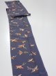 Photo3: 1K09z50  Japanese Kimono Silk  FABRIC Bird Navy-Gray 82.7x6.7 (3)