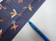 Photo6: 1K09z50  Japanese Kimono Silk  FABRIC Bird Navy-Gray 82.7x6.7 (6)