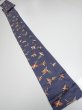 Photo7: 1K09z50  Japanese Kimono Silk  FABRIC Bird Navy-Gray 82.7x6.7 (7)